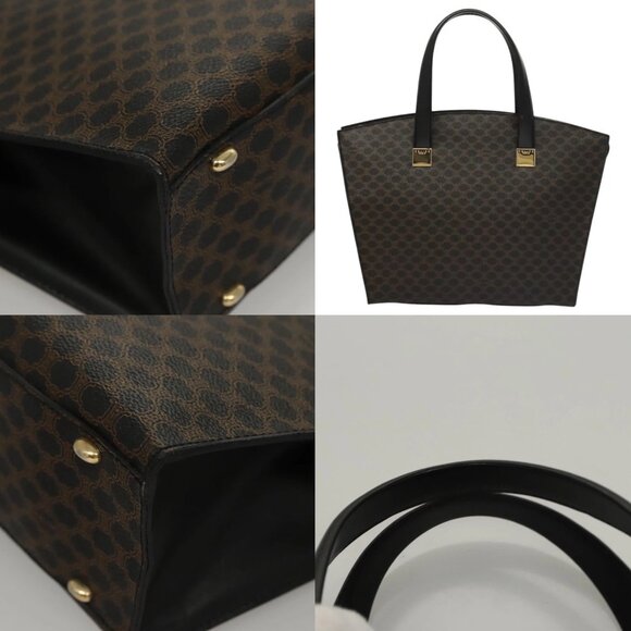 CELINE Macadam Canvas Hand Bag PVC Leather Brown Gold Auth - Picture 15 of 15